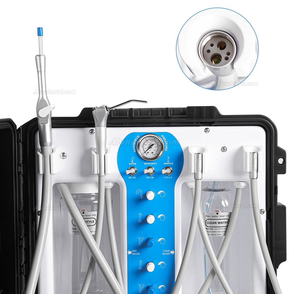 Greeloy® GU-P206S Dental Portable Unit with Air Compressor+ Curing Light Scaler 2/4H